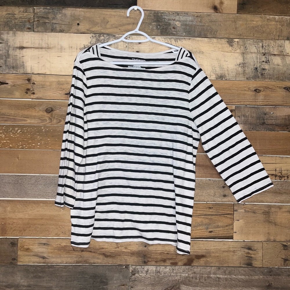 Time and Tru Black and White Striped Shirt